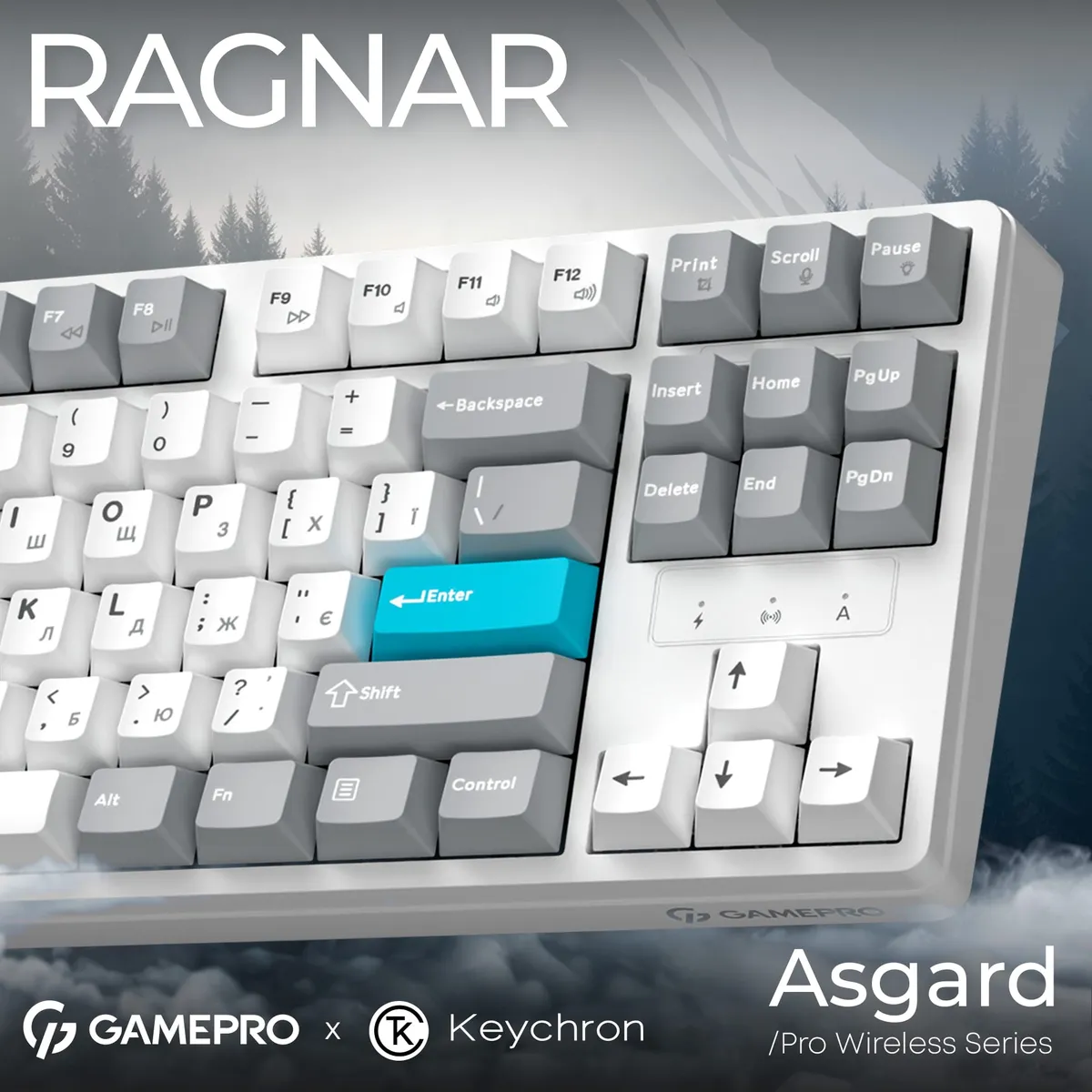 Клавіатура бездротова GamePro Asgard Ragnar Keychron Super Red Switch White (MK285WH) - мініатюра 5