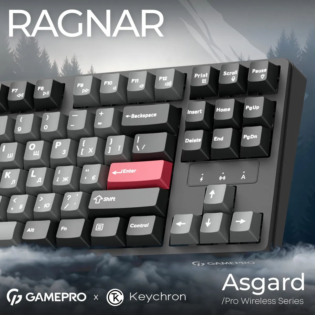 Клавіатура бездротова GamePro Asgard Ragnar Keychron Super Red Switch Black (MK285BK) - мініатюра 5