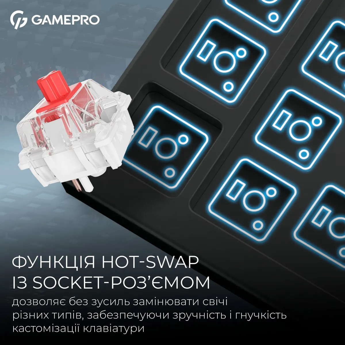 Клавіатура бездротова GamePro Asgard Ragnar Keychron Super Red Switch Black (MK285BK) - мініатюра 9