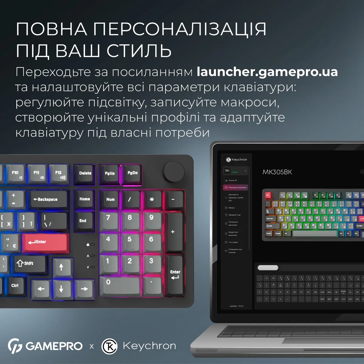 Клавіатура бездротова GamePro Asgard Drakkar Keychron Super Red Switch Black (MK305BK) - мініатюра 12