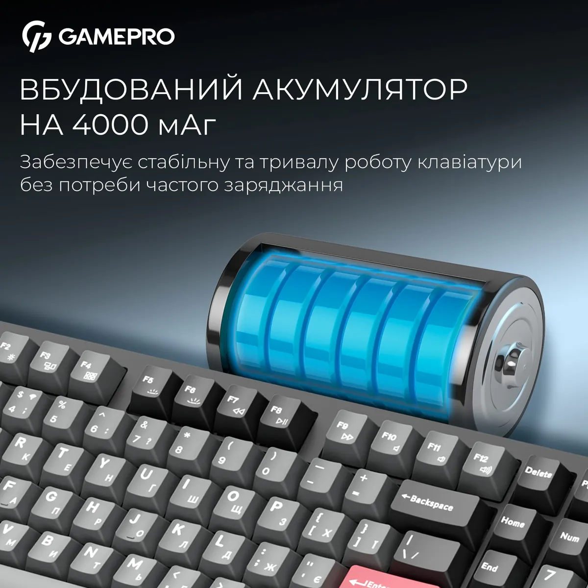 Клавіатура бездротова GamePro Asgard Drakkar Keychron Super Red Switch Black (MK305BK) - мініатюра 15