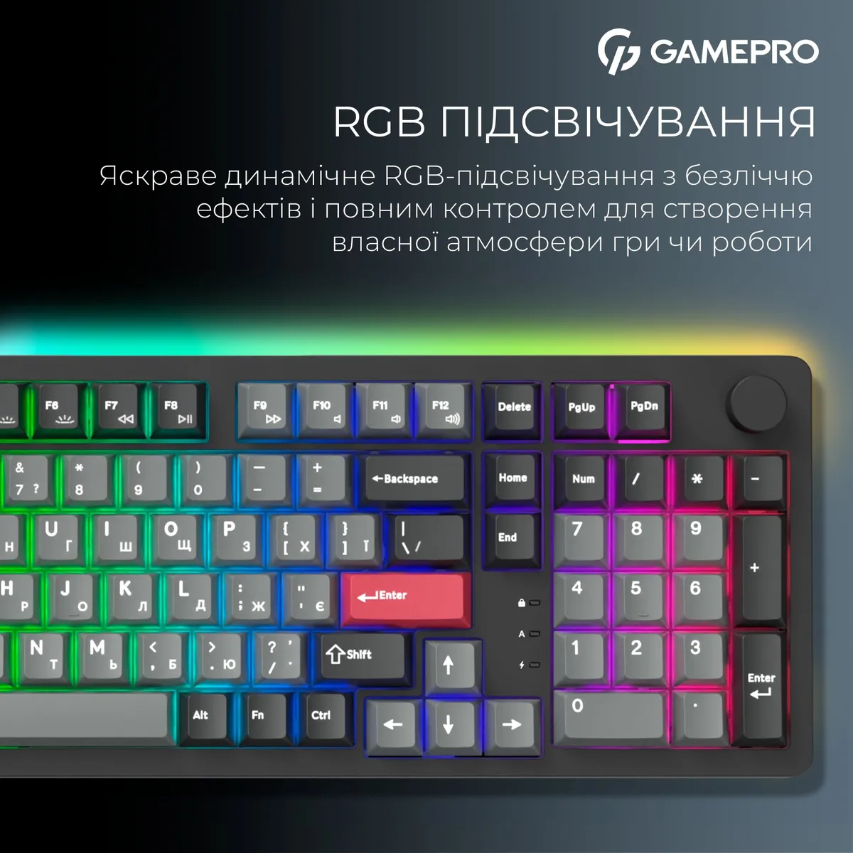 Клавіатура бездротова GamePro Asgard Drakkar Keychron Super Red Switch Black (MK305BK) - мініатюра 16