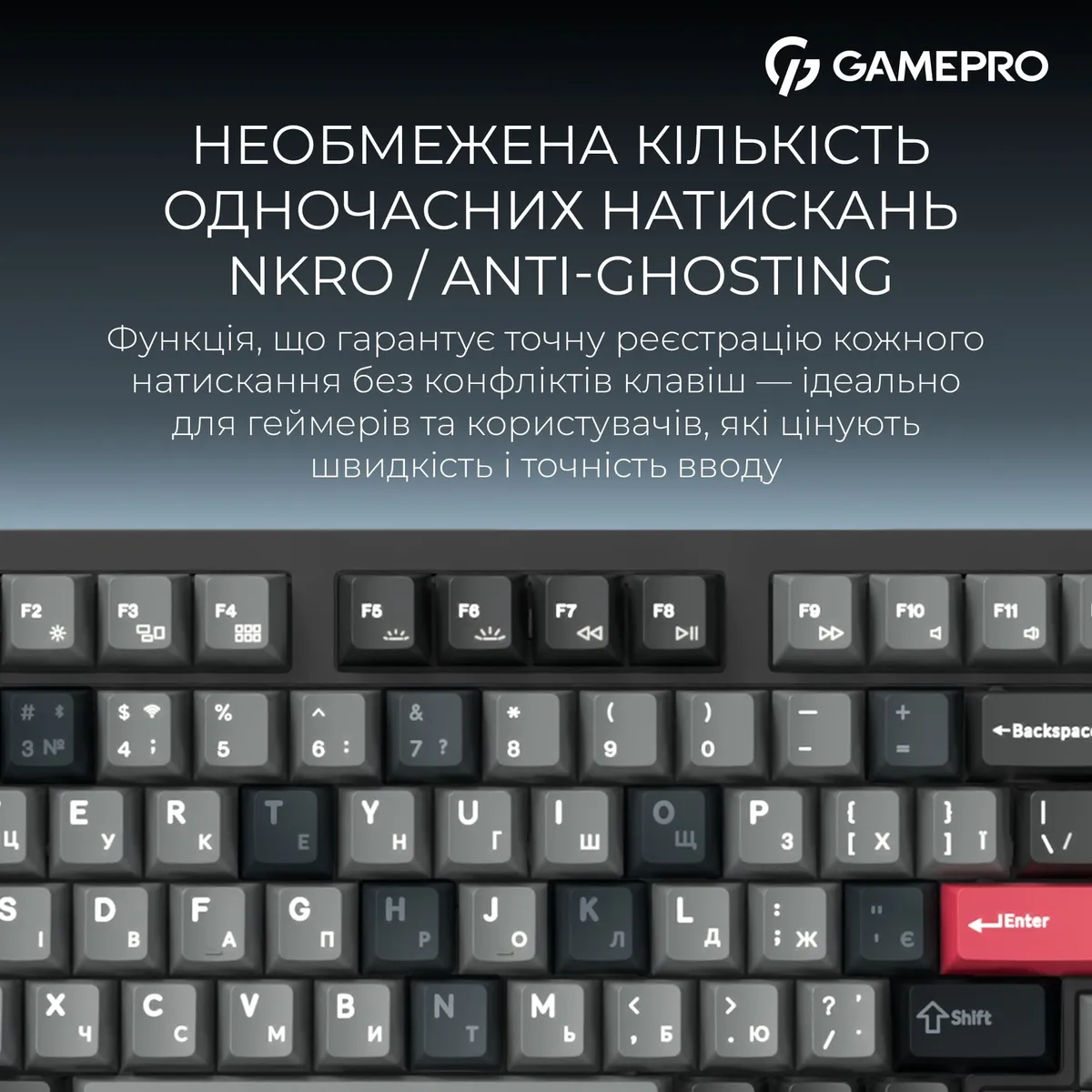 Клавіатура бездротова GamePro Asgard Drakkar Keychron Super Red Switch Black (MK305BK) - мініатюра 17