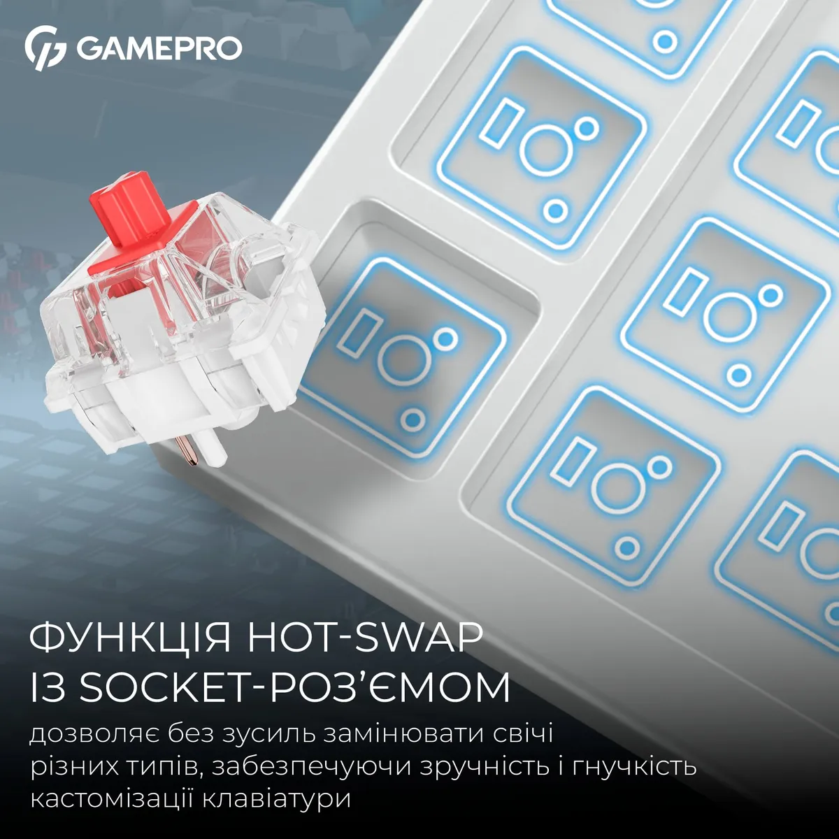 Клавіатура бездротова GamePro Asgard Drakkar Keychron Super Red Switch White (MK305WH) - мініатюра 10