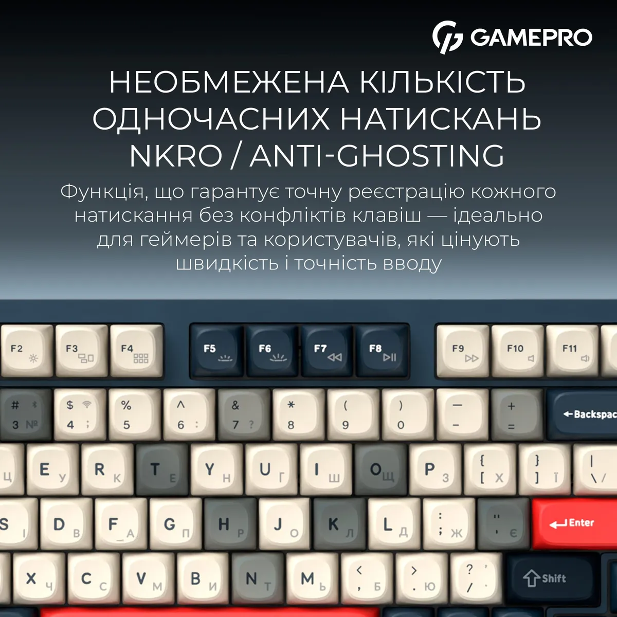 Клавіатура бездротова GamePro Asgard Drakkar Keychron Super Red Switch Blue (MK305BL) - мініатюра 17