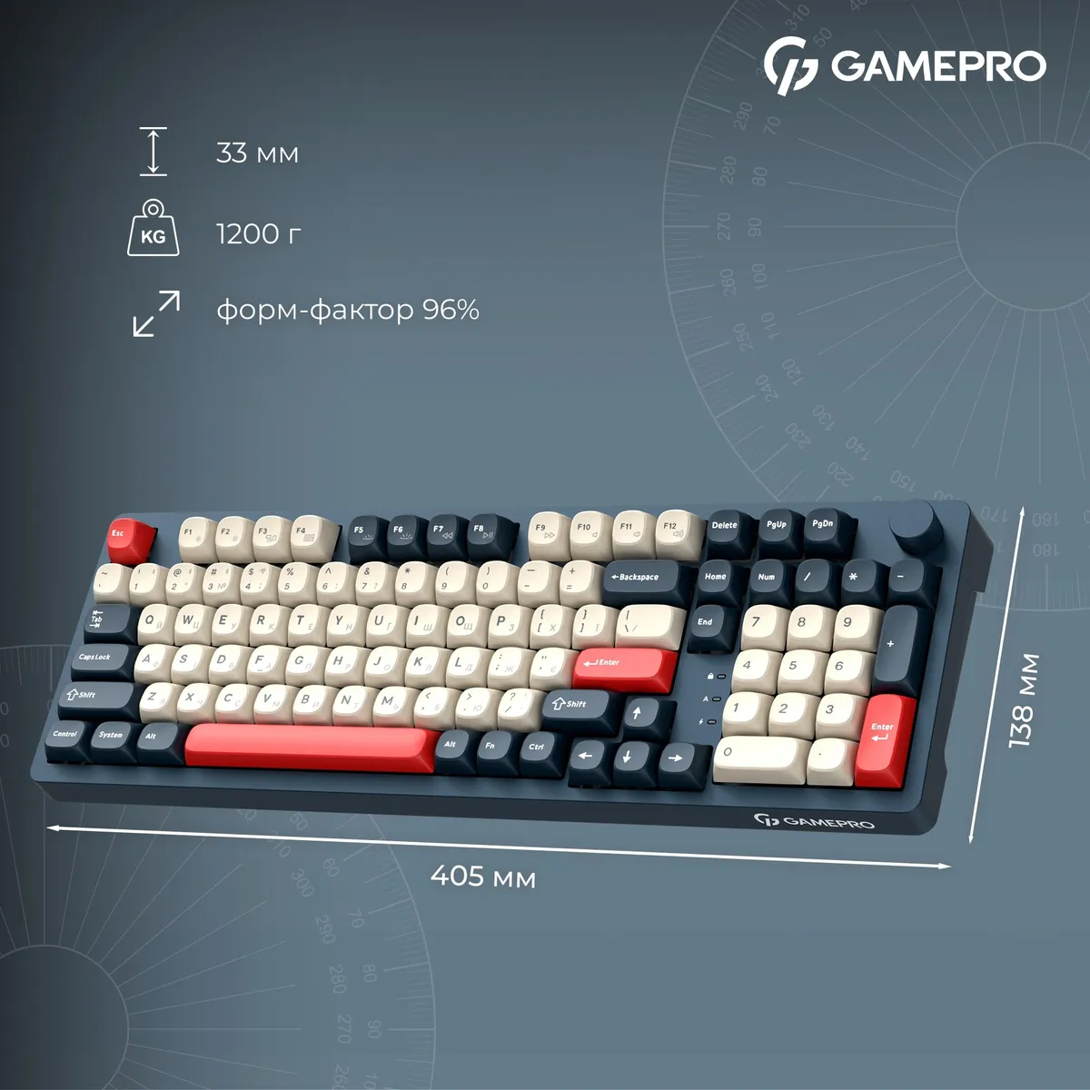 Клавіатура бездротова GamePro Asgard Drakkar Keychron Super Red Switch Blue (MK305BL) - мініатюра 19