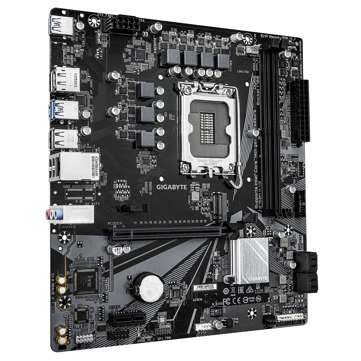 Материнська плата Gigabyte B760M H V2 Socket 1700 - мініатюра 3