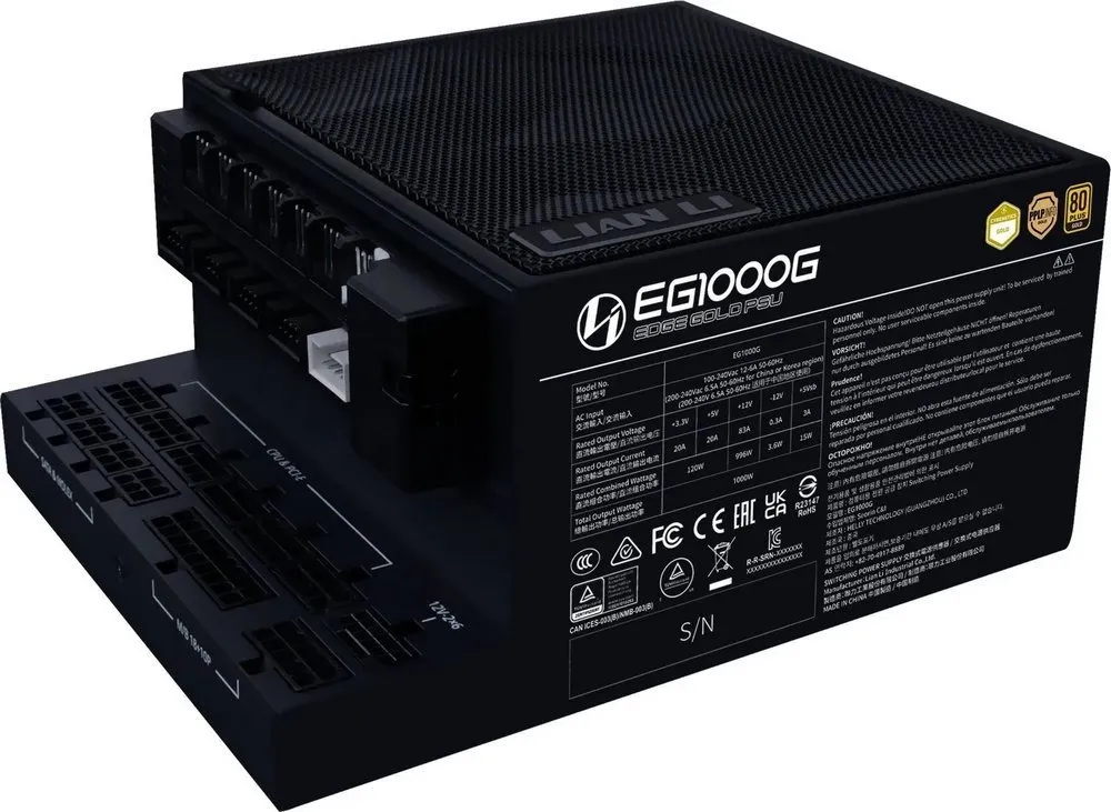 Блок живлення Lian Li Edge Gold 1000W Black with Hub, EU Cord (G9P.EG1000G.BH00.EU) - мініатюра 4