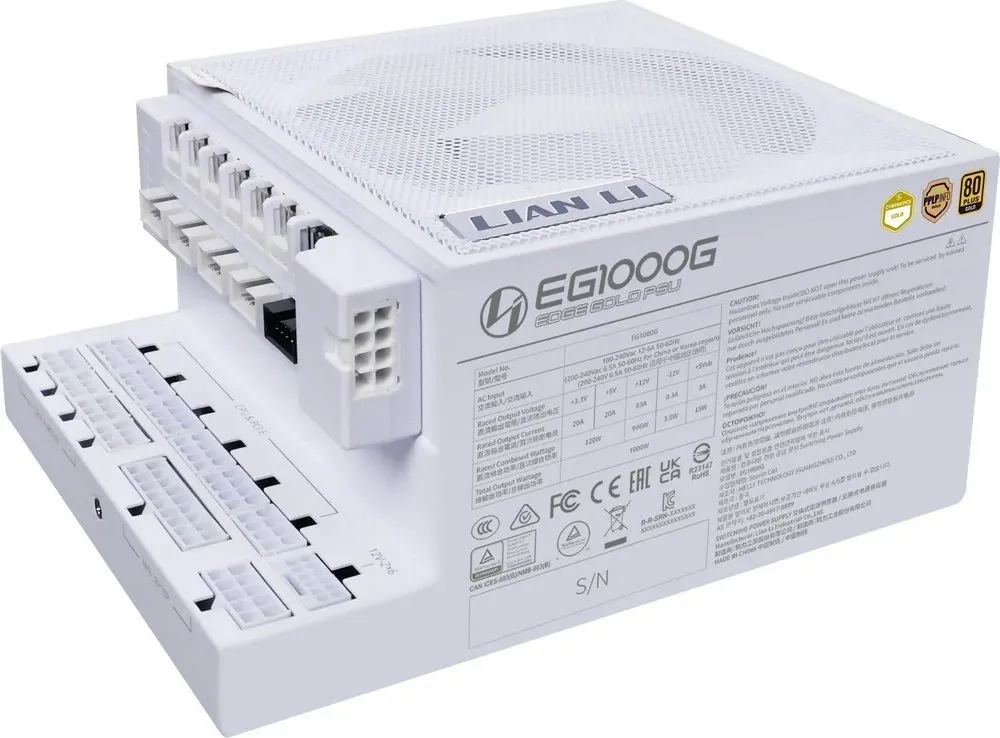 Блок живлення Lian Li Edge Gold 1000W White with Hub, EU Cord (G9P.EG1000G.WH00.EU) - мініатюра 4
