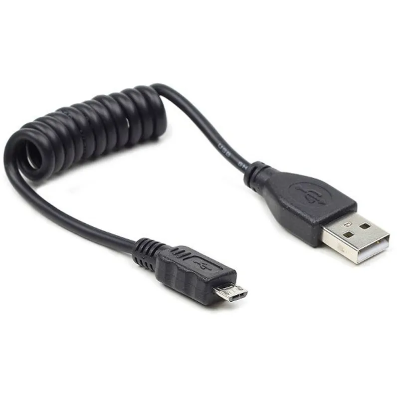 Кабель Cablexpert USB - micro USB V 2.0 (M/M), 0.6 м, спіральний (CC-mUSB2C-AMBM-0.6M) - зображення 1