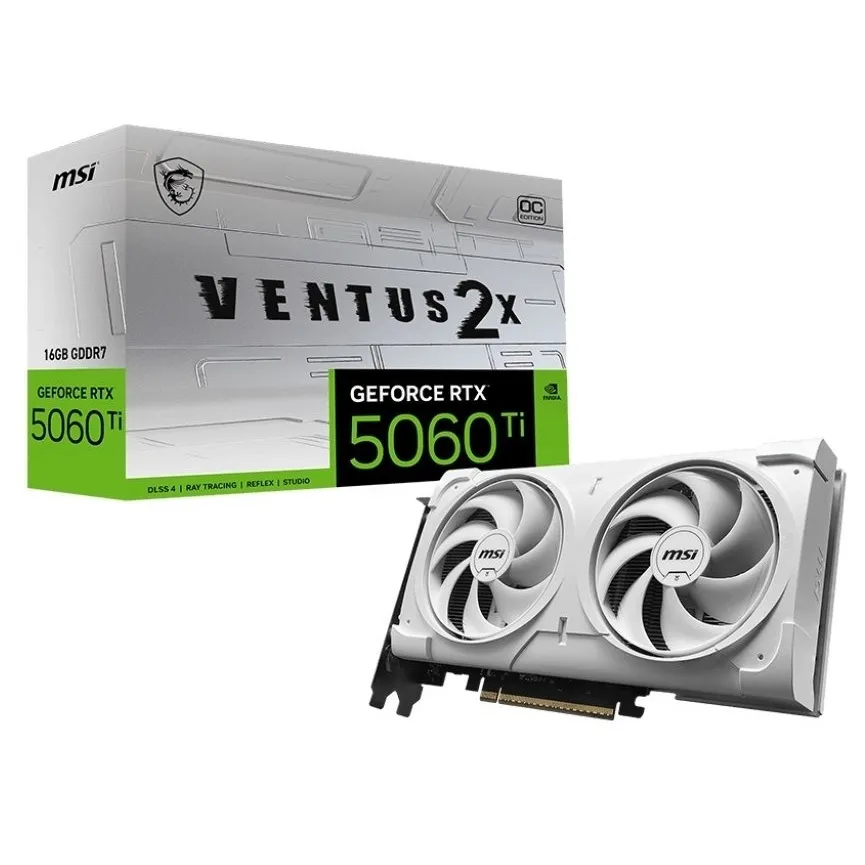 Відеокарта GF RTX 5060 Ti 16GB GDDR7 Ventus 2X OC White Plus MSI (GeForce RTX 5060 Ti 16G VENTUS 2X OC WHITE PLUS) - зображення 1