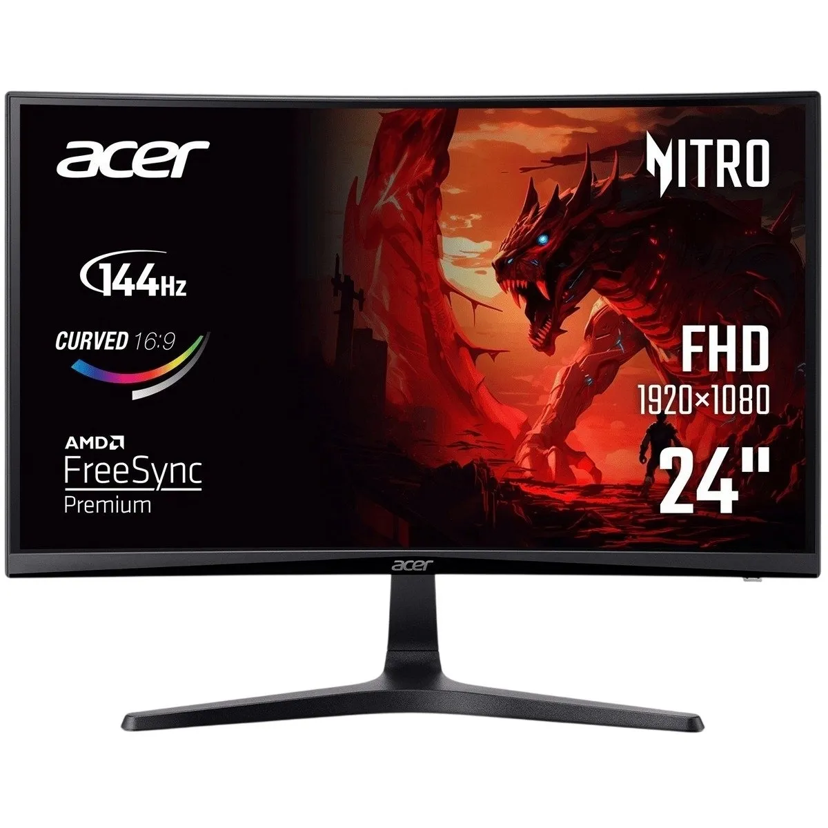 Монітор Acer 23.6" ED240QP0bi (UM.UE0EE.004) VA Black 144Hz Curved - зображення 1