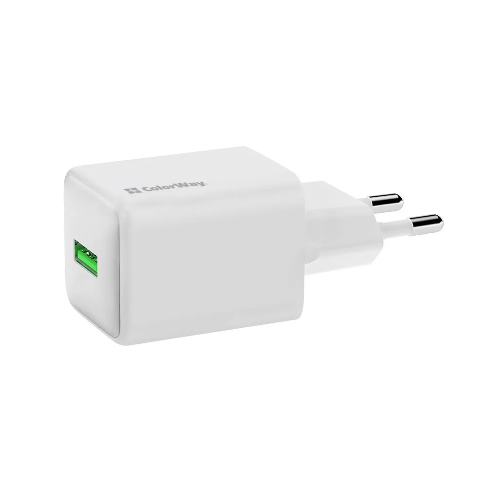 Мережевий зарядний пристрій ColorWay 1USB Quick Charge 3.0 (18W) V2 White (CW-CHS063Q-WT) - мініатюра 3