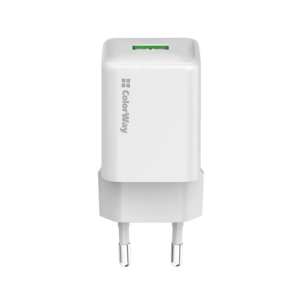 Мережевий зарядний пристрій ColorWay 1USB Quick Charge 3.0 (18W) V2 White (CW-CHS063Q-WT) - мініатюра 5