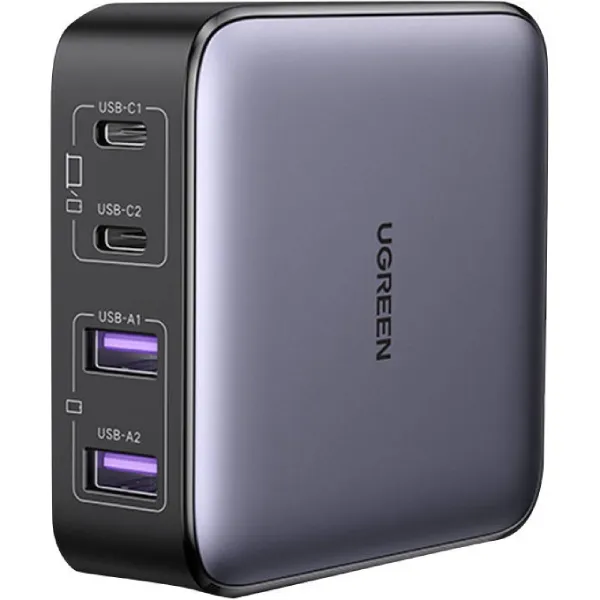 Зарядний пристрій Ugreen Nexode CD327 4xUSB 65W (2хUSB-C+2xUSB-A) Grey (90747) - зображення 1