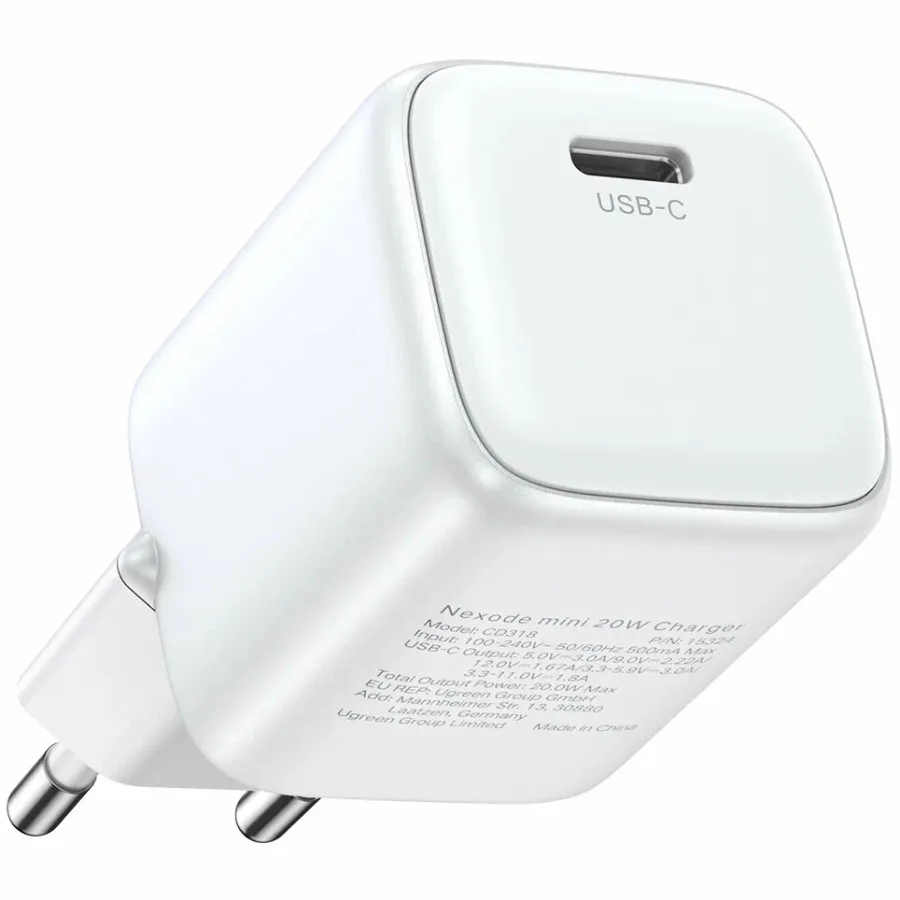 Зарядний пристрій Ugreen X512 1xUSB 20W (USB-C) White (55554) - зображення 1