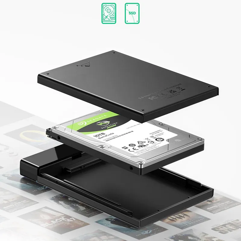 Зовнішня кишеня Ugreen для 2.5" HDD/SSD USB 3.1 US221 Black (50743) - мініатюра 3