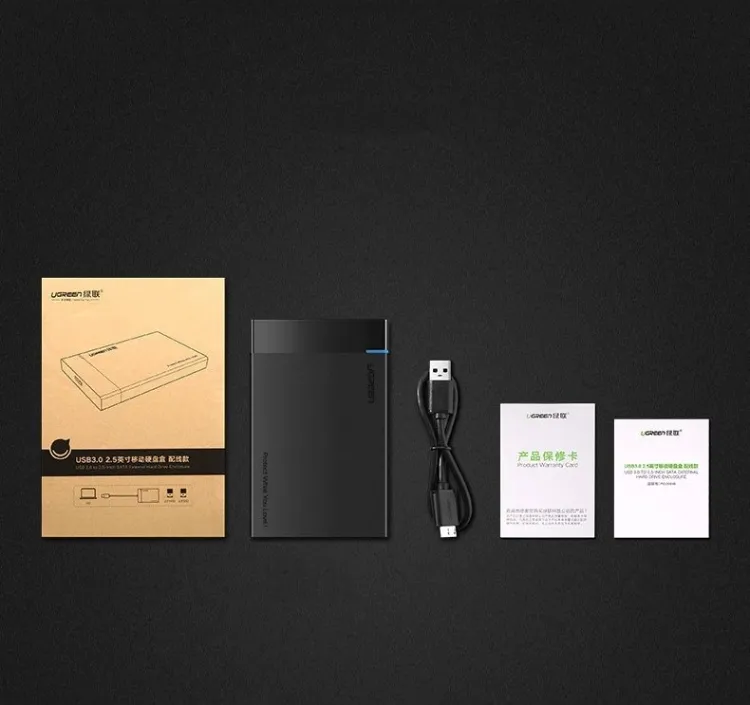 Зовнішня кишеня Ugreen для 2.5" HDD/SSD USB 3.0 US221 Black (30848) - мініатюра 4