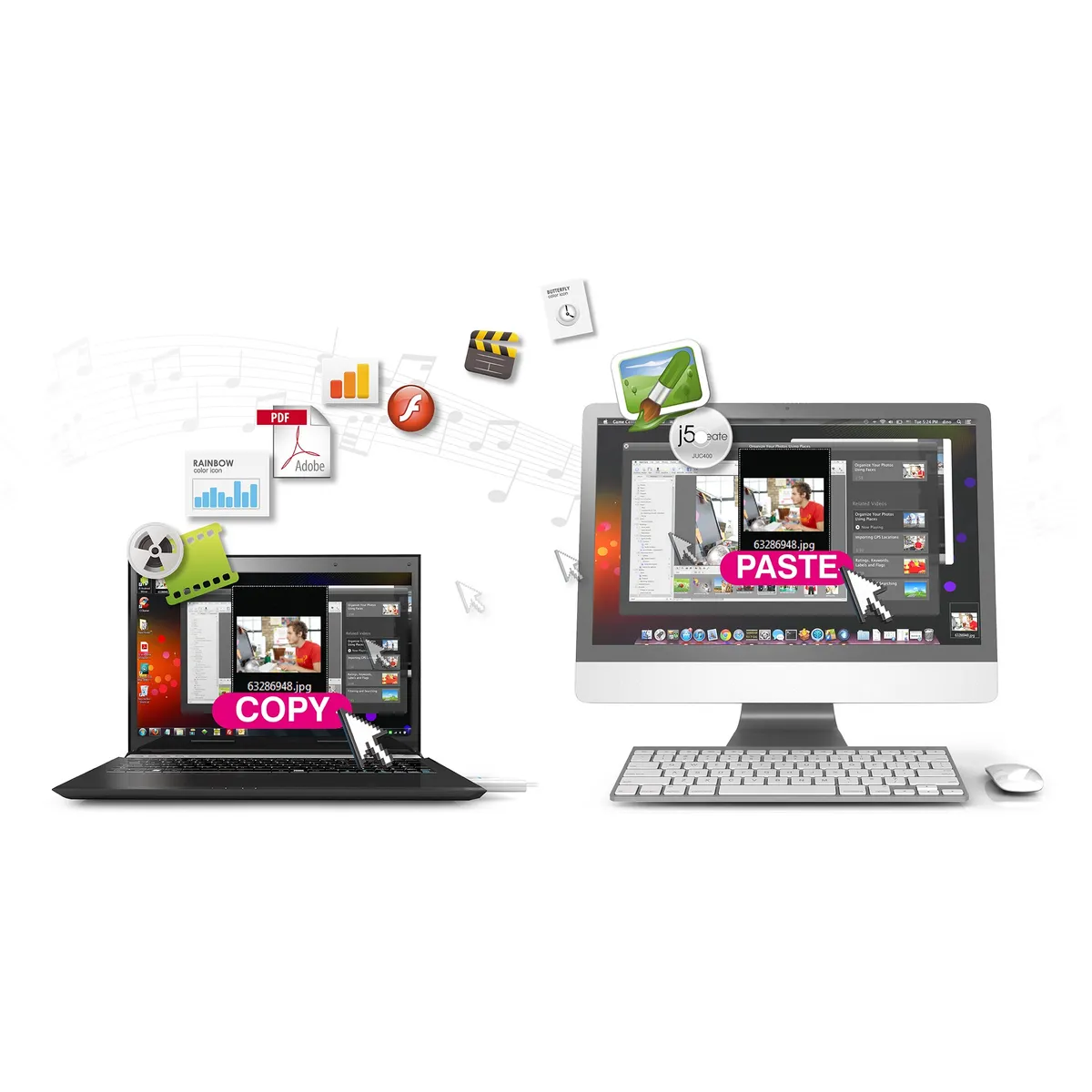 Адаптер J5create USB-A/USB-A (M/M), 1.8 м, White (JUC400-N) - мініатюра 7