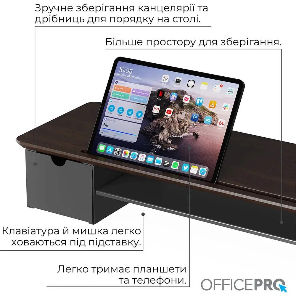 Підставка для монітора OfficePro MR161DW Dark Wood/Black - мініатюра 5