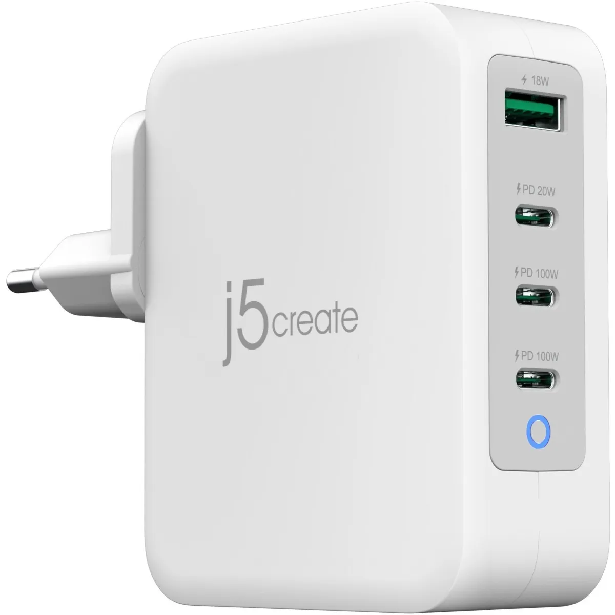 Мережевий зарядний пристрій J5create GaN USB-C 130W White (JUP43130E-EN) - зображення 1
