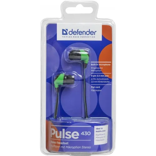 Гарнiтура Defender Pulse 430 Black/Green (63434) - мініатюра 2