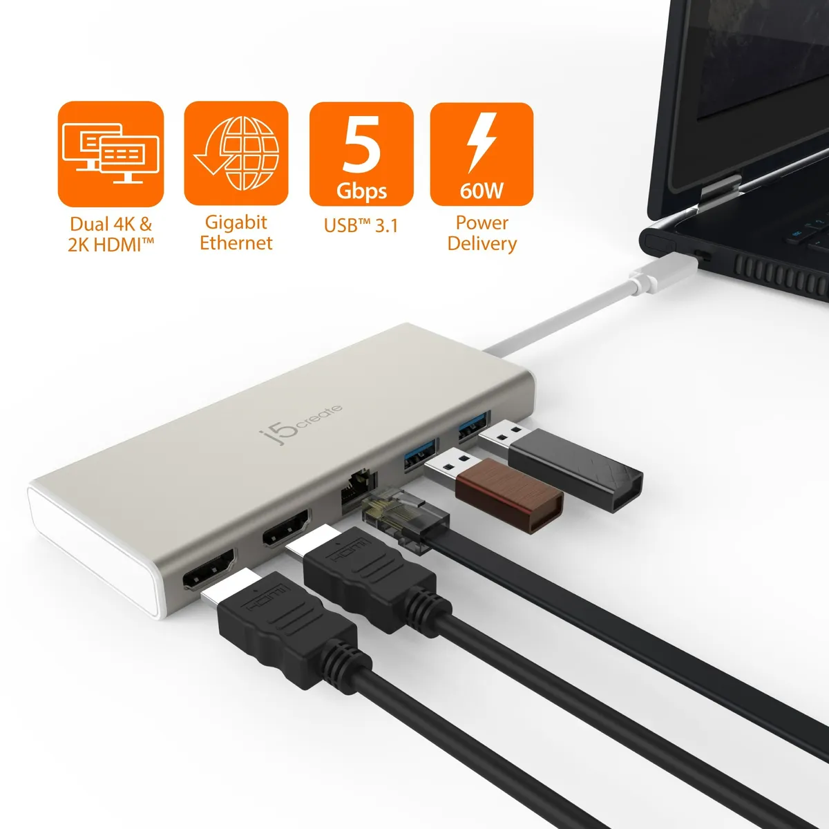 Док-станція J5create USB-C 6-в-1 (JCD381-N) - мініатюра 4