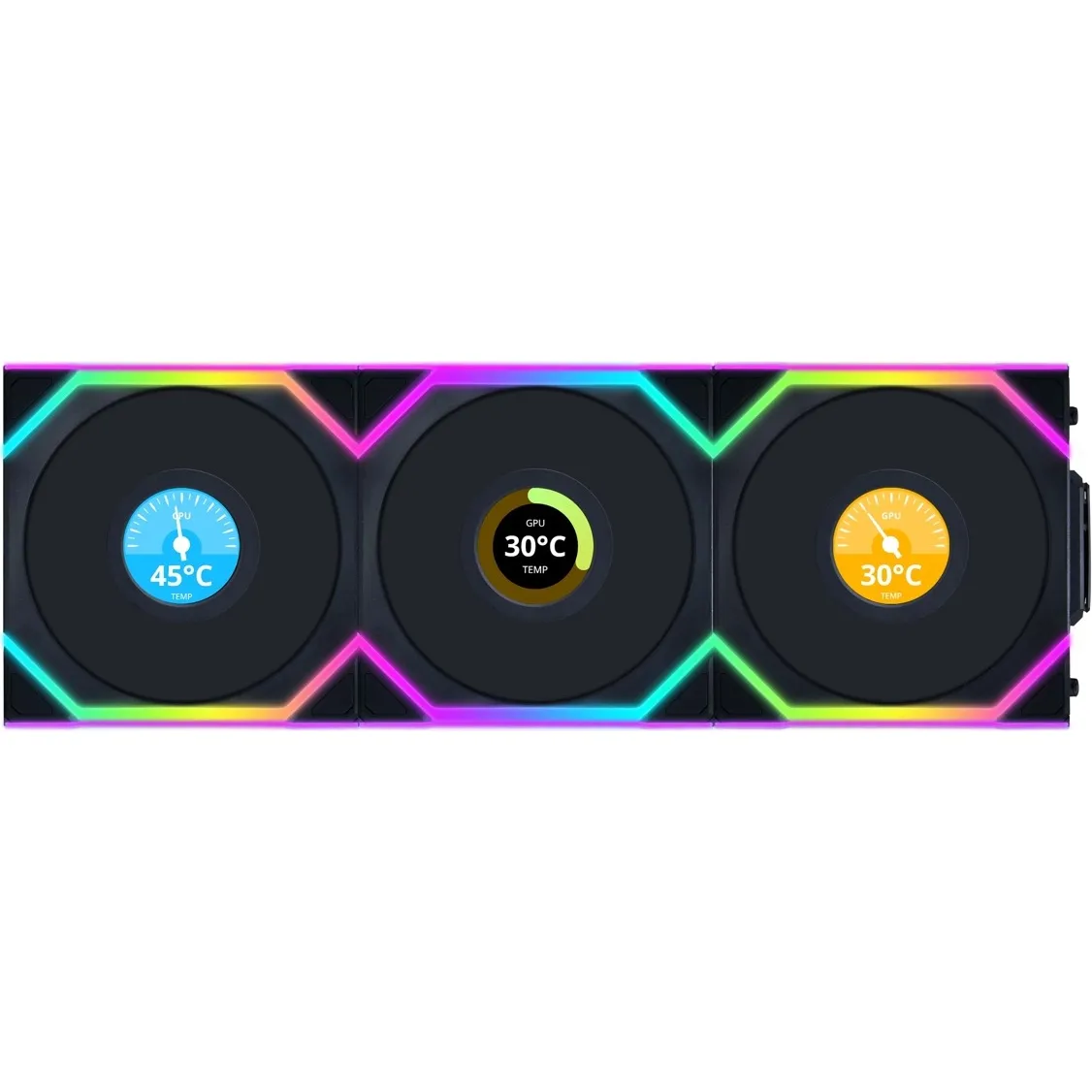 Вентилятор Lian Li Uni Fan SL Wireless LCD 120-3 Reverse Black (G99.12RSLLCD1W3B.00) - зображення 1