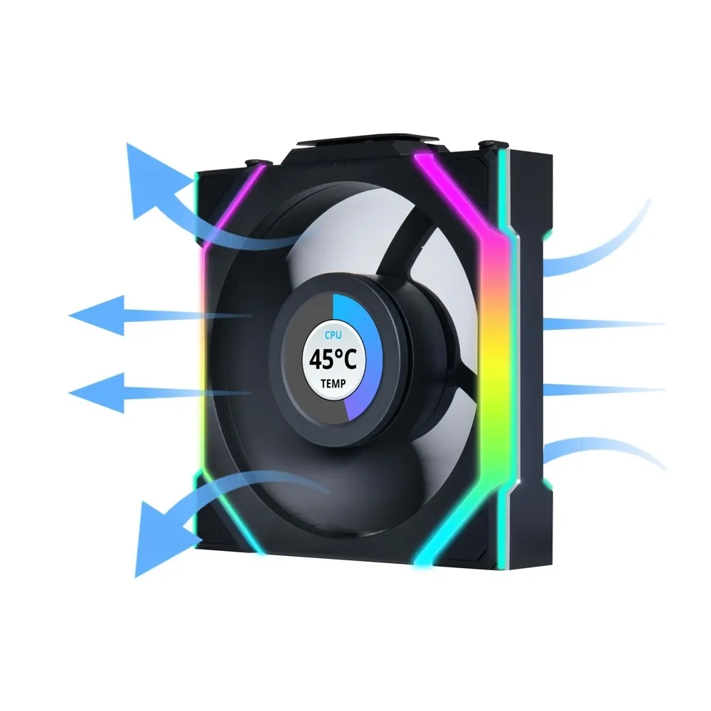 Вентилятор Lian Li Uni Fan SL Wireless LCD 120-3 Reverse Black (G99.12RSLLCD1W3B.00) - мініатюра 6