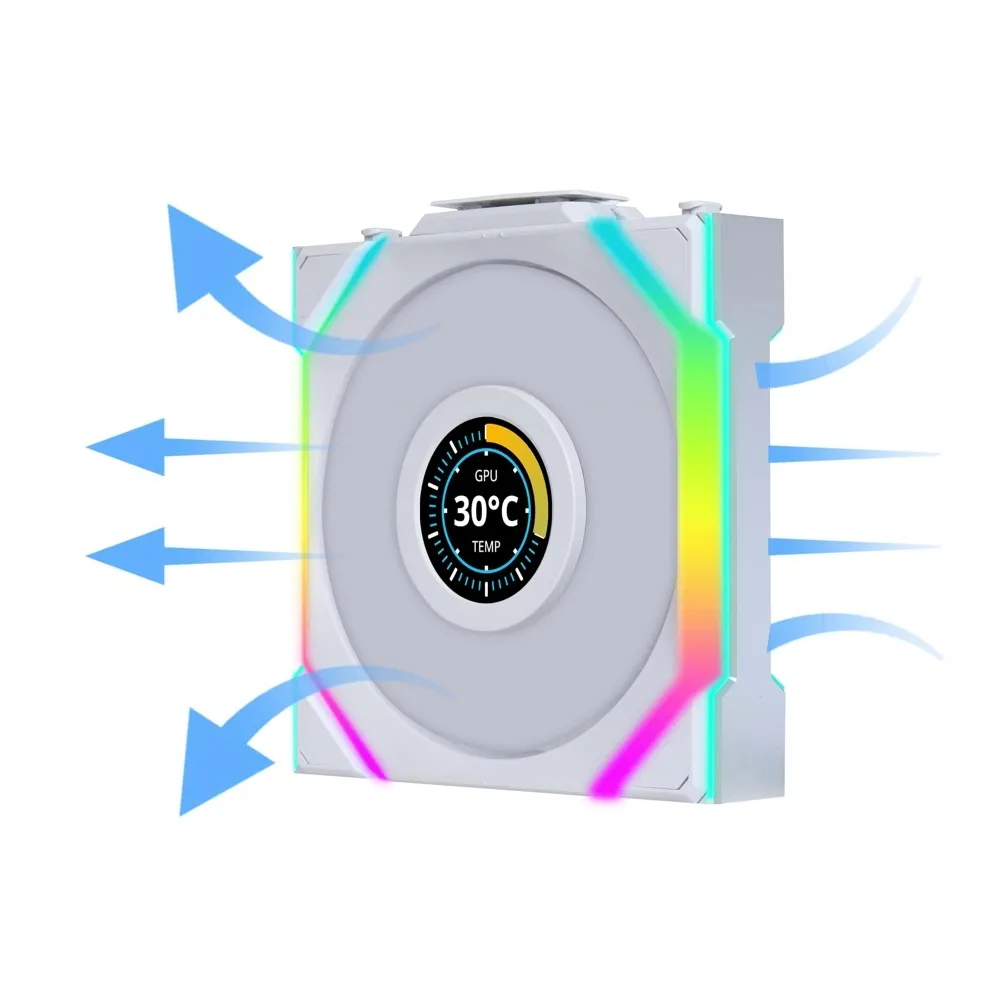 Вентилятор Lian Li Uni Fan SL Wireless LCD 120-3 Reverse White (G99.12RSLLCD1W3W.00) - мініатюра 12