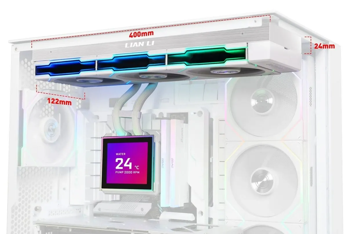 Система водяного охолодження Lian Li HydroShift II LCD-S 360TL White (G89.GHS2LCDS36TW.00) - мініатюра 3