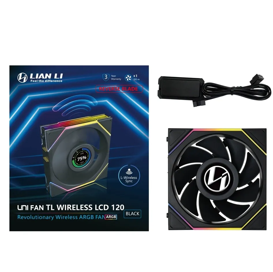 Вентилятор Lian Li Uni Fan TL Wireless LCD 120-1 Reverse Black (G99.12RTLLCD1W1B.00) - мініатюра 2