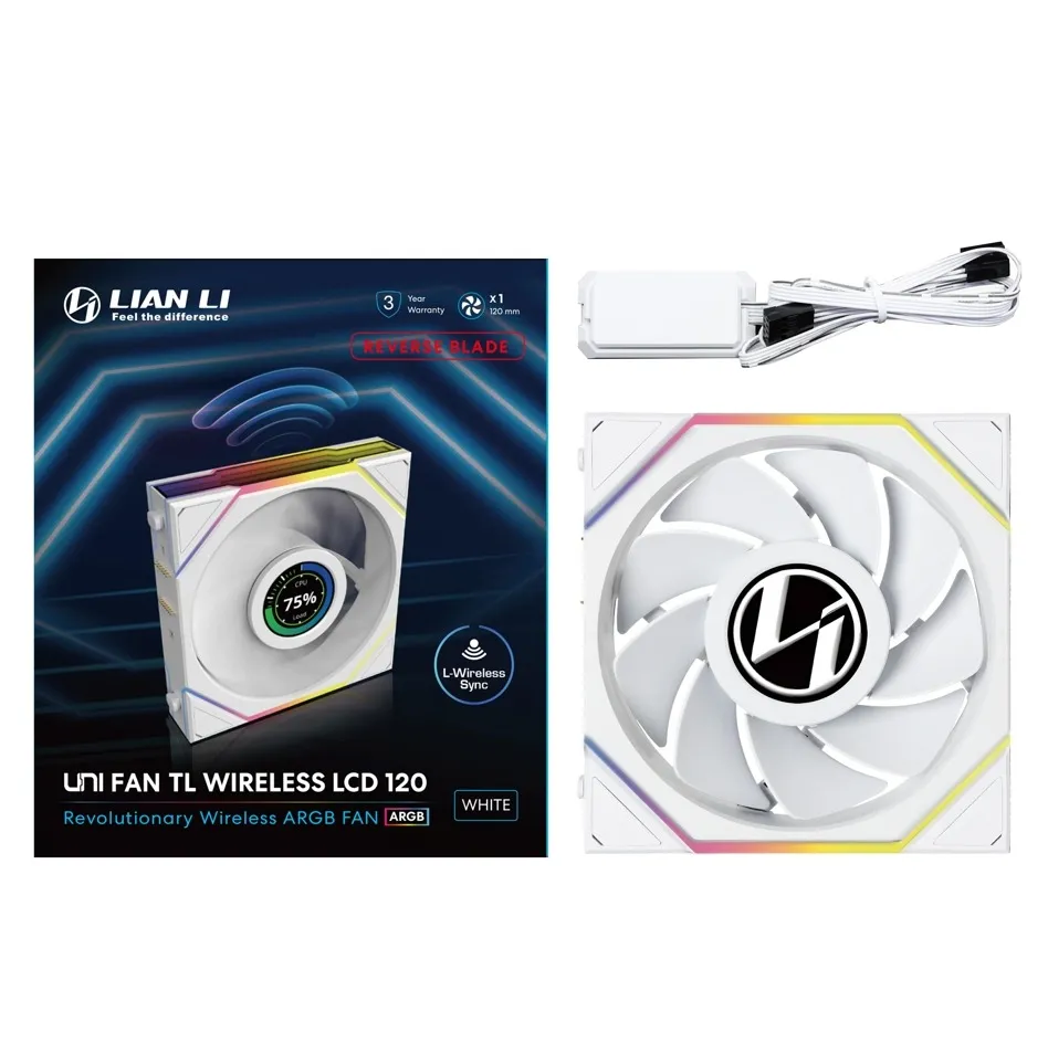 Вентилятор Lian Li Uni Fan TL Wireless LCD 120-1 Reverse White (G99.12RTLLCD1W1W.00) - мініатюра 2