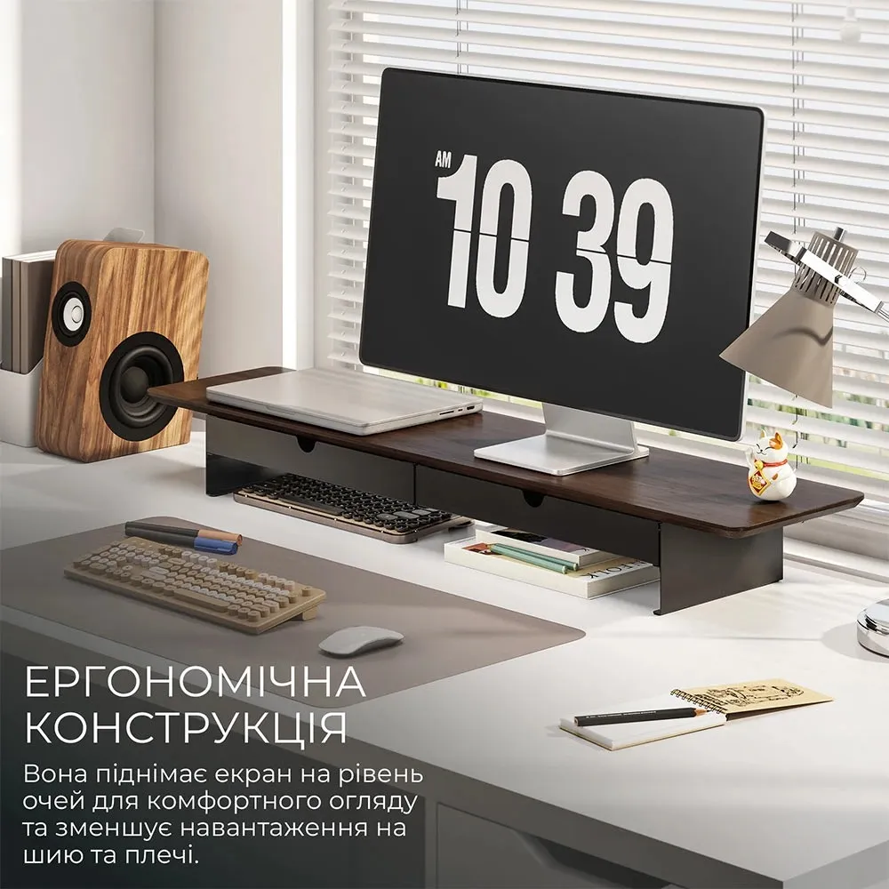 Підставка для монітора OfficePro MR164DW Dark Wood/Black - мініатюра 4