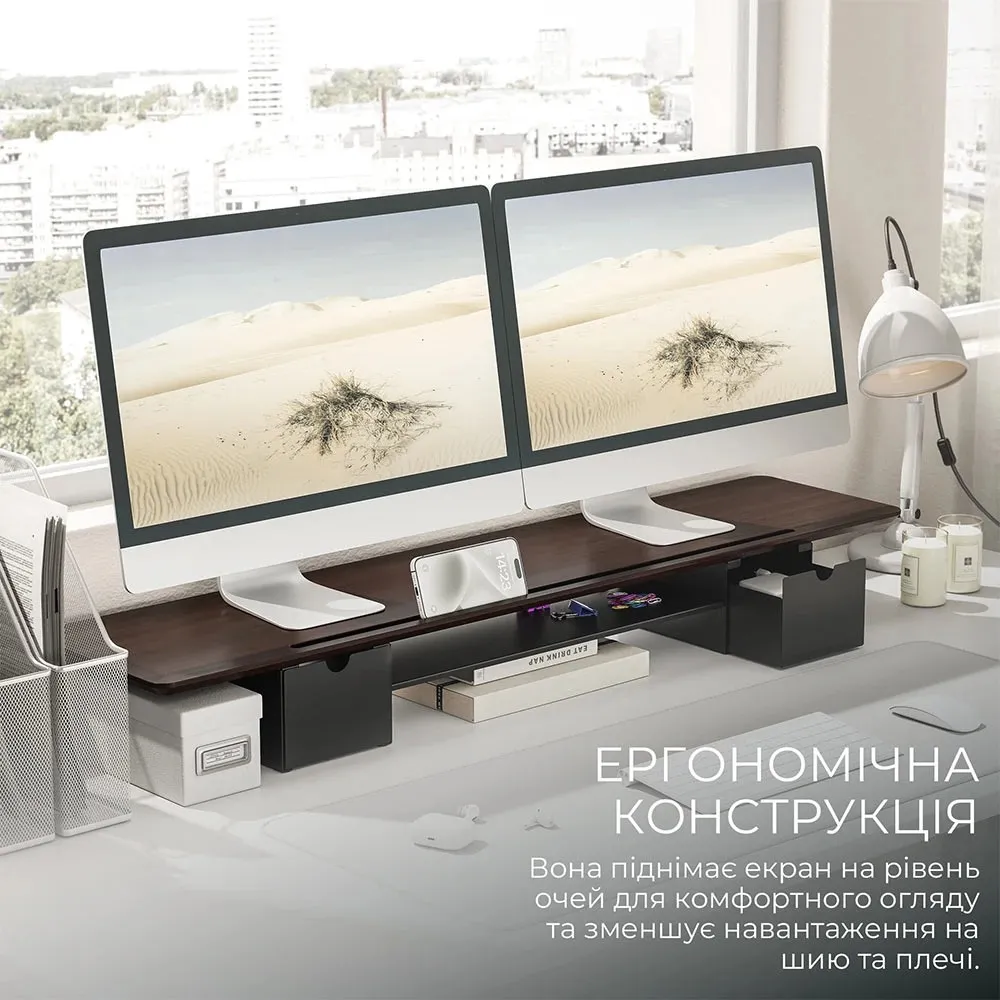 Підставка для монітора OfficePro MR177DW Dark Wood/Black - мініатюра 6