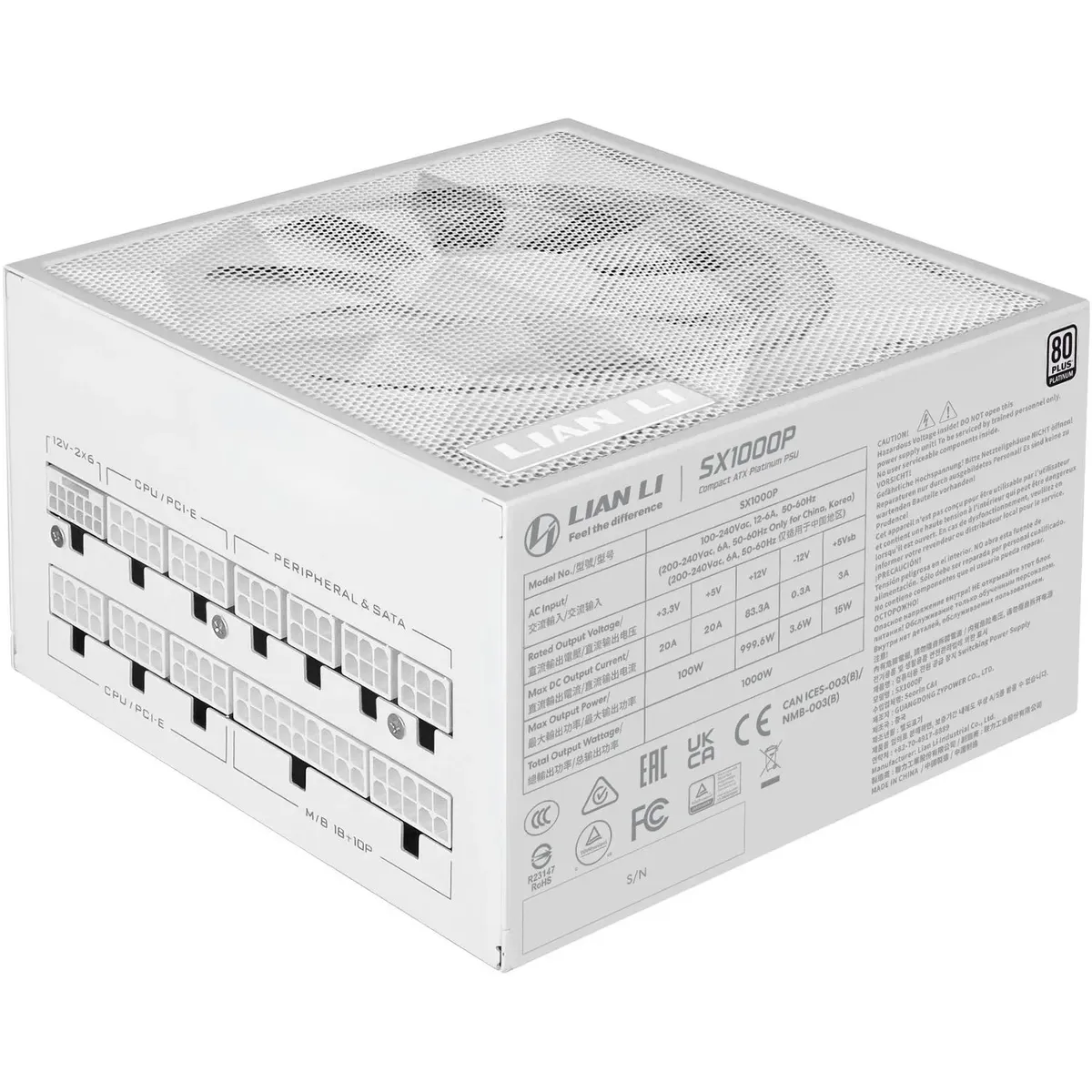 Блок живлення Lian Li SX1000P White, EU Cord (G9P.SX1000P.W000.EU) - мініатюра 7