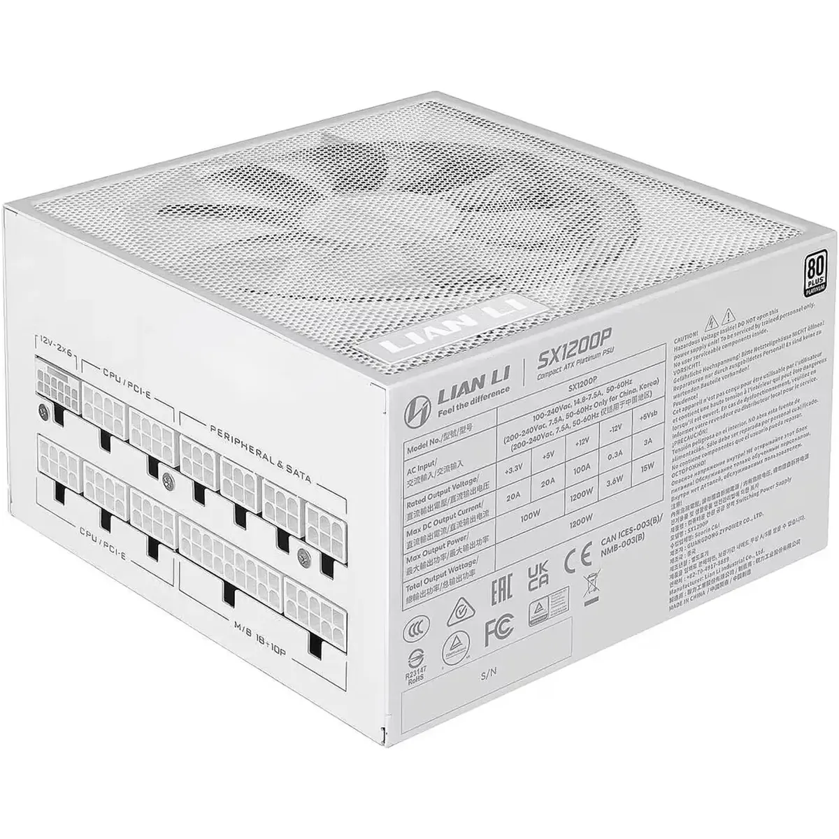 Блок живлення Lian Li SX1200P White, EU Cord (G9P.SX1200P.W000.EU) - мініатюра 7
