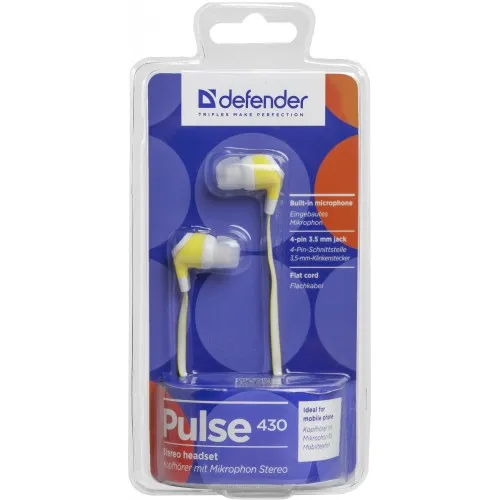 Гарнiтура Defender Pulse 430 White/Yellow (63432) - мініатюра 2