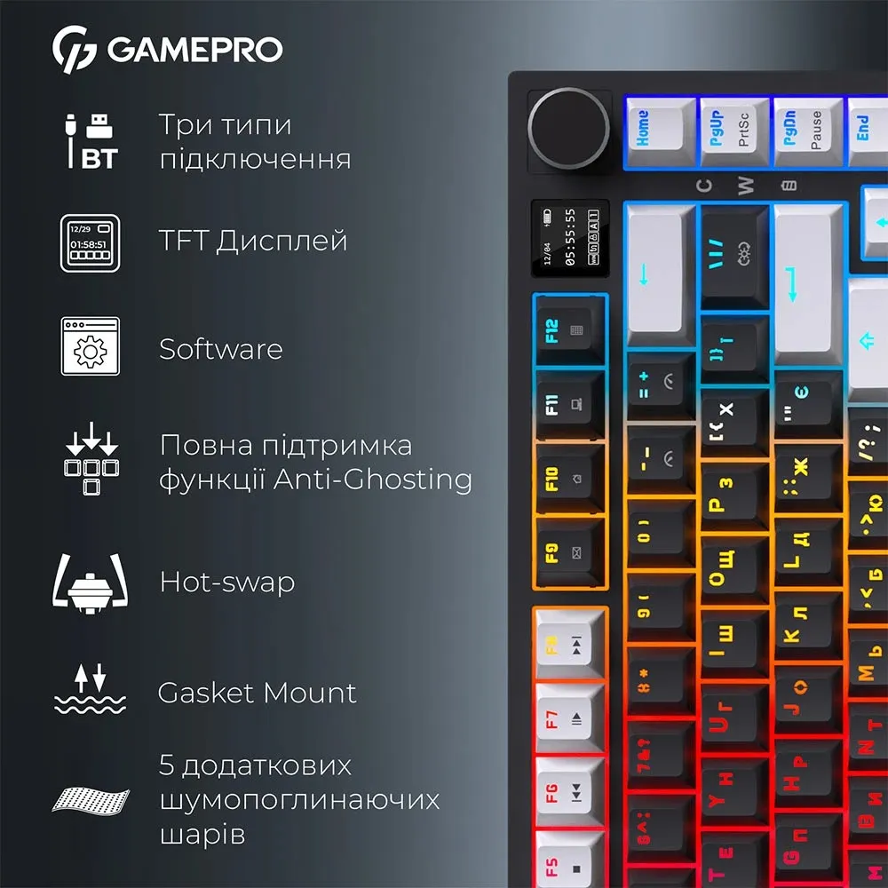 Клавіатура бездротова GamePro Asgard Valhalla Pro Black (MK160B-D-Pro) - мініатюра 13