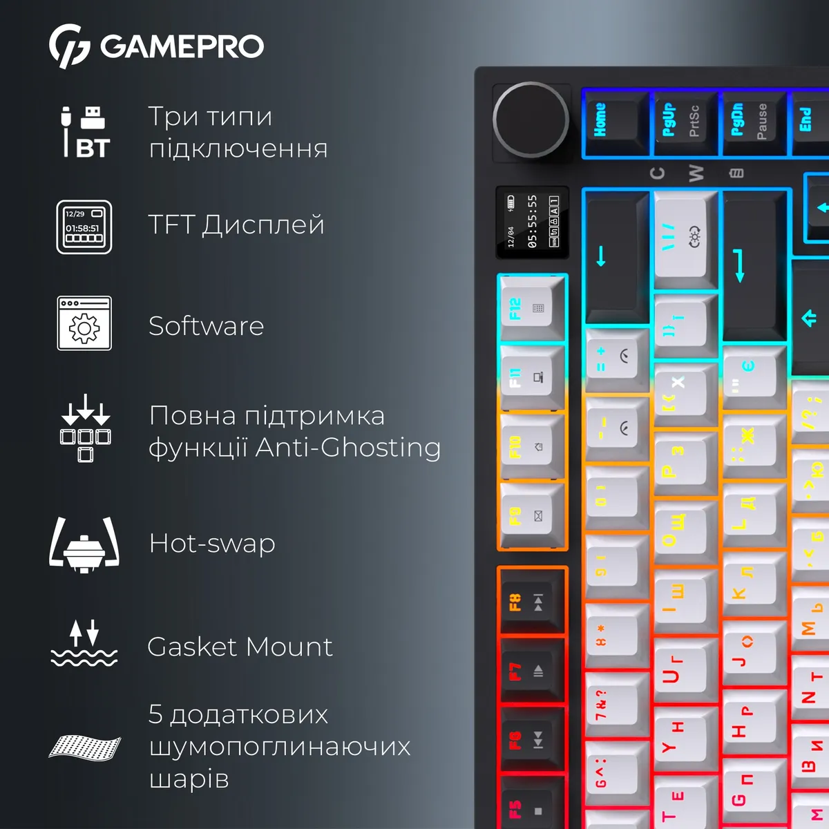 Клавіатура бездротова GamePro Asgard Valhalla Pro White (MK160W-D-Pro) - мініатюра 5