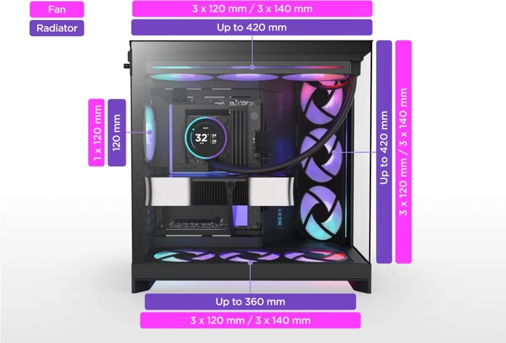 Корпус NZXT H9 Flow RGB+ Black (CM-H92FB-P1) - мініатюра 2