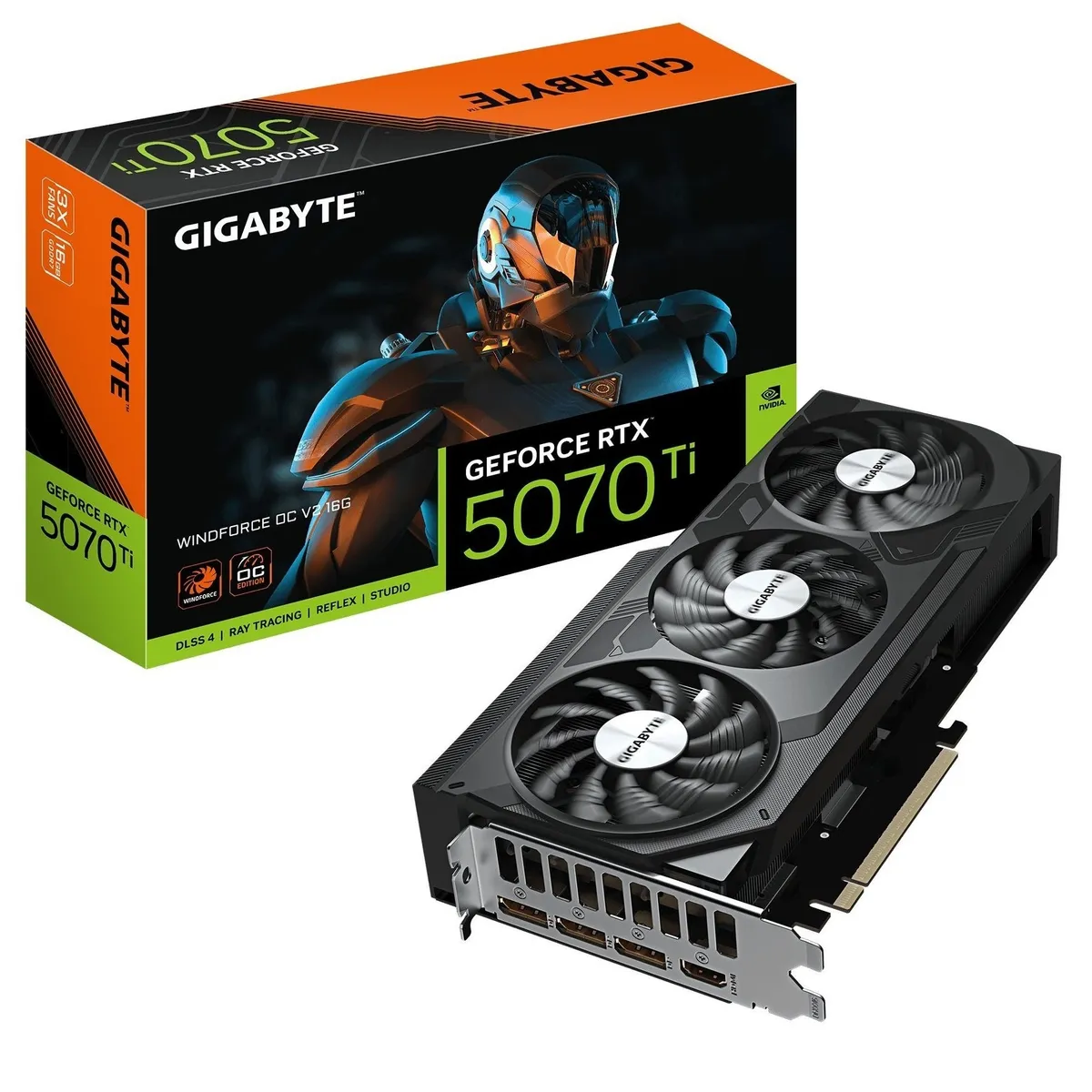 Відеокарта GF RTX 5070 Ti 16GB GDDR7 Windforce OC V2 Gigabyte (GV-N507TWF3OCV2-16GD) - зображення 1