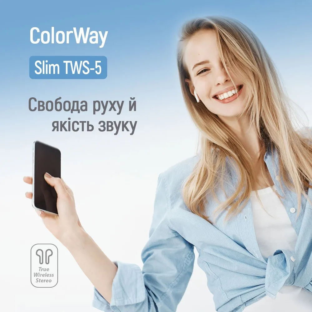 Bluetooth-гарнітура СolorWay Slim TWS-5 Earbuds White (CW-TWS5WT) - мініатюра 7