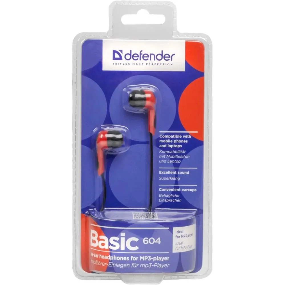 Навушники Defender Basic-604 Black/Red (63605) - мініатюра 3