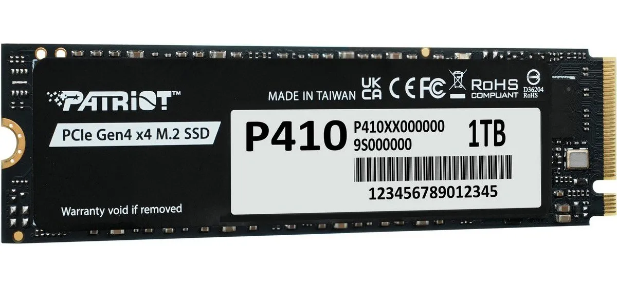 Накопичувач SSD 1TB Patriot P410 M.2 2280 PCIe NVMe 4.0 x4 TLC (P410P1TBM28H) - мініатюра 2
