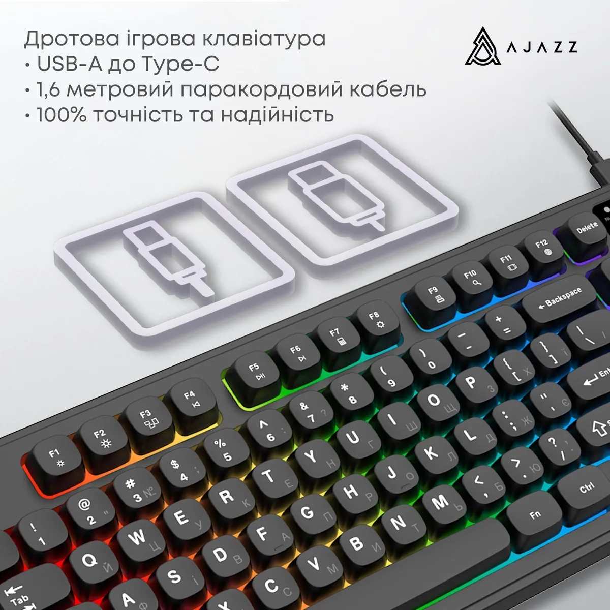 Клавіатура Ajazz AF98 Black USB-C Black (AF98-B) - мініатюра 7