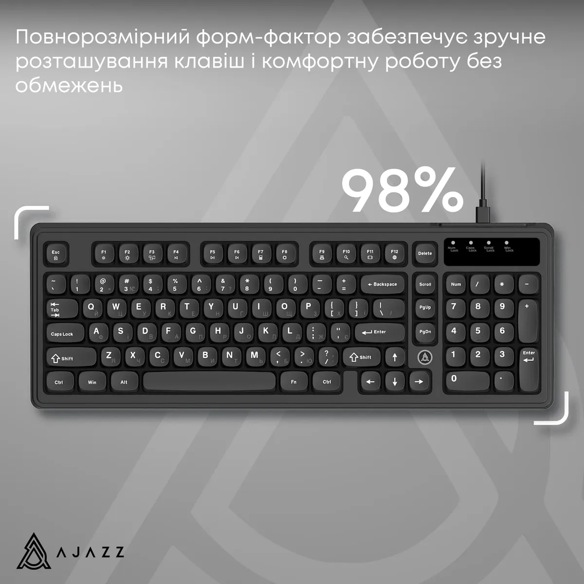 Клавіатура Ajazz AF98 Black USB-C Black (AF98-B) - мініатюра 8