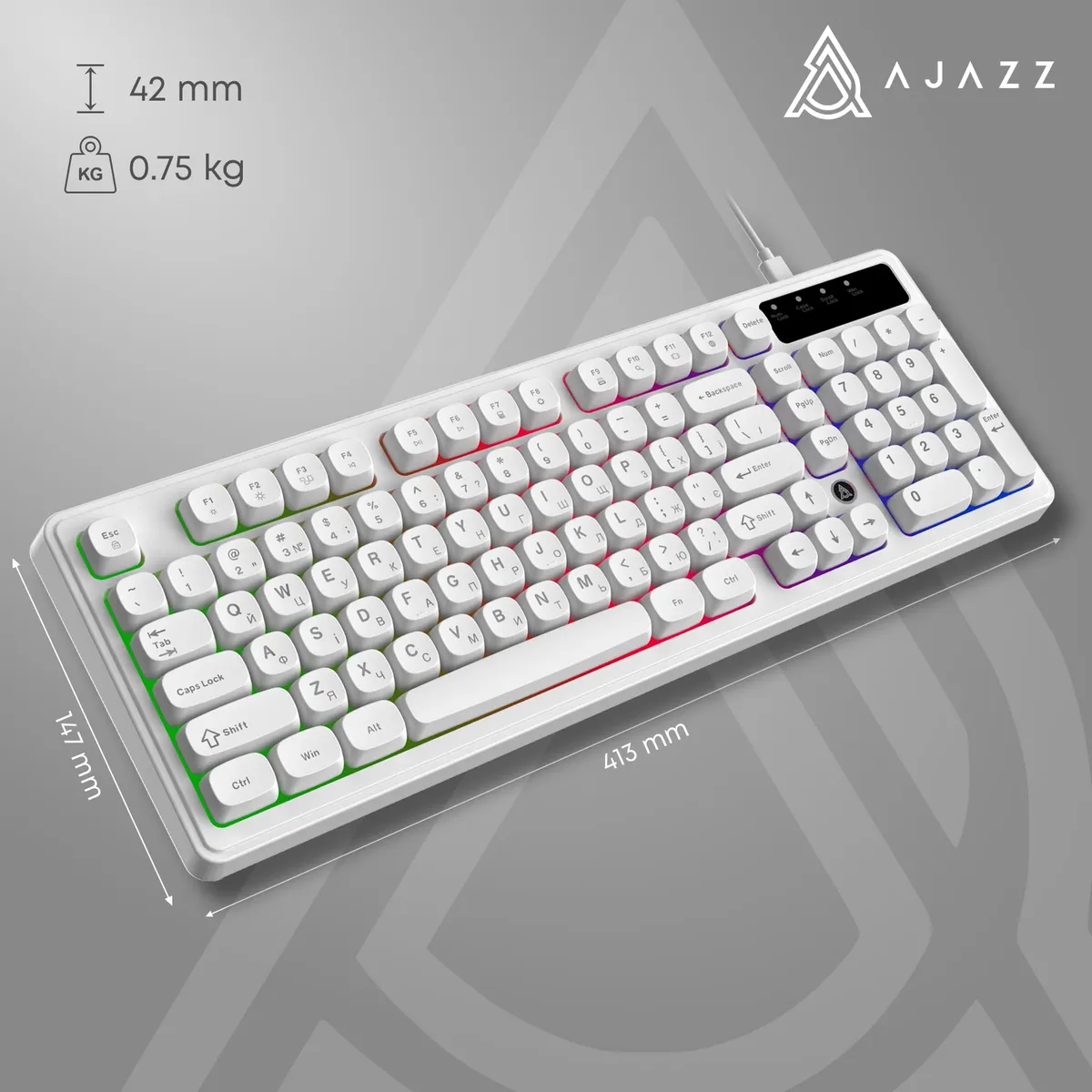 Клавіатура Ajazz AF98 Black USB-C White (AF98-W) - мініатюра 13