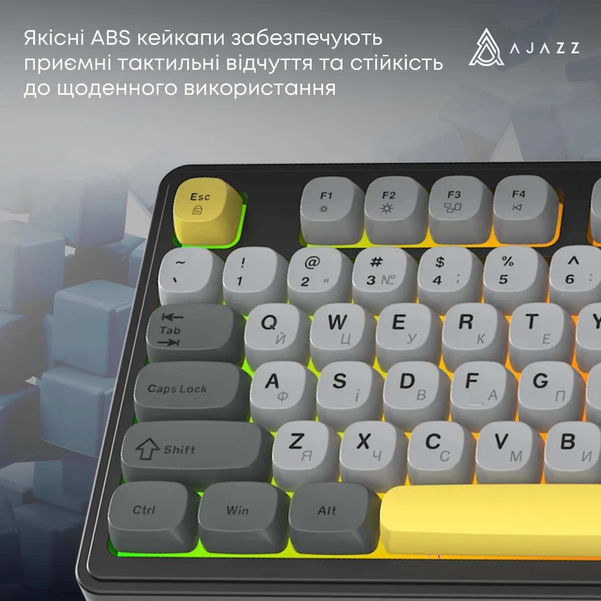 Клавіатура Ajazz AF98 Black USB-C Black Gray Yellow (AF98-BGY) - мініатюра 11