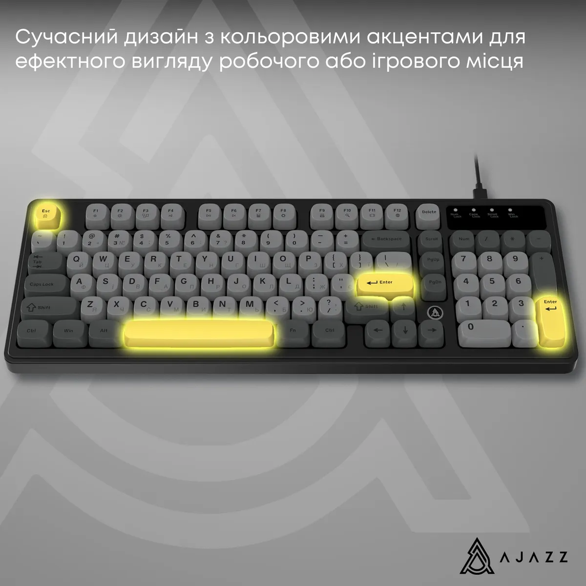 Клавіатура Ajazz AF98 Black USB-C Black Gray Yellow (AF98-BGY) - мініатюра 13
